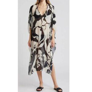 Cover Up Pleated Sheer Caftan One Size